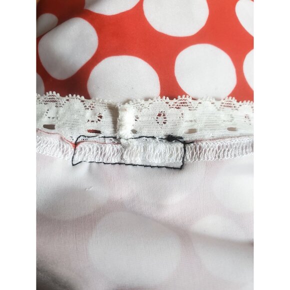Heidi Hat Womens Polka Dot Skirt Pinup Retro Lace Trim Red & White Size M - Picture 7 of 8